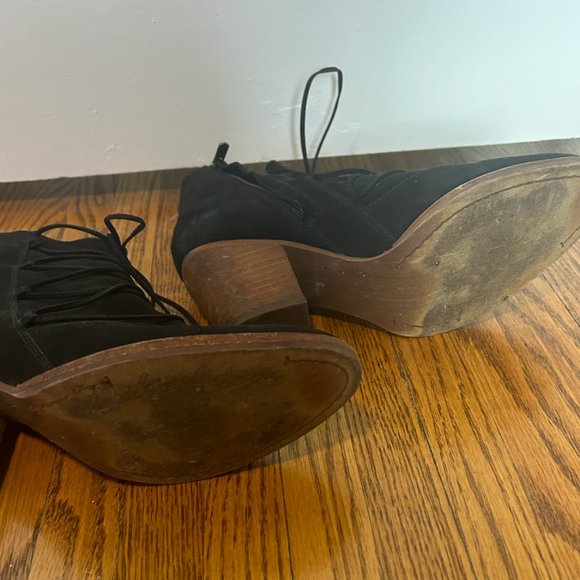 Sam Edelman Black Lace-up Suede Booties - Picture 4 of 4